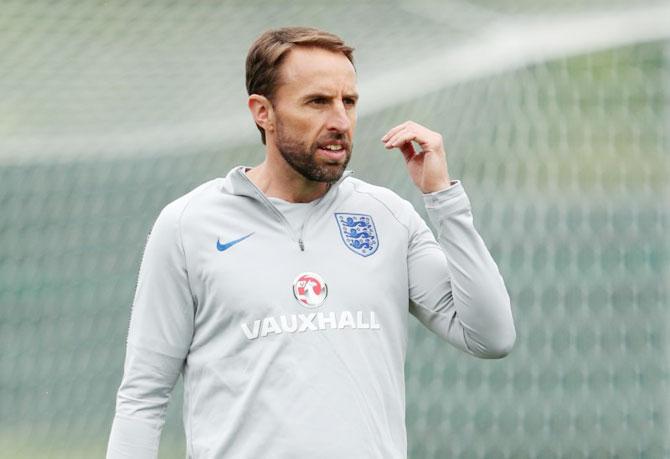 England manager Gareth Southgate during a training session