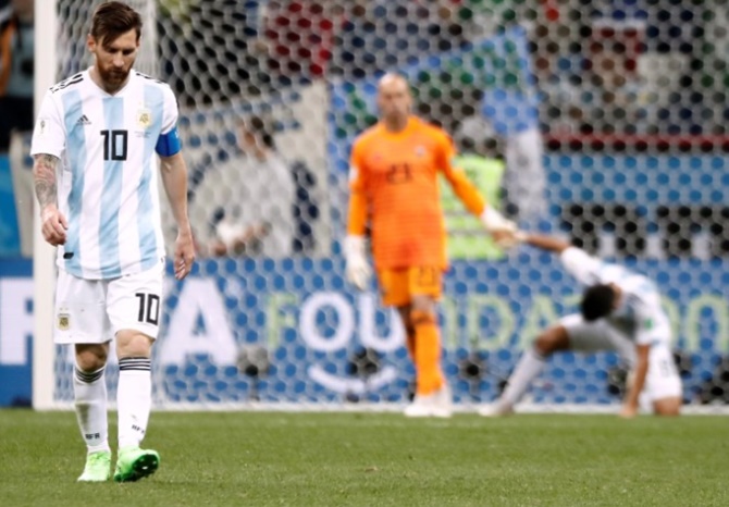 Lionel Messi looked out of sorts during Argentina's 0-3 loss to Croatia. Photograph: Murad Sezer/Reuters