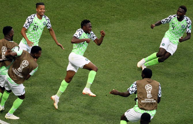 World Cup PHOTOS: Musa double powers Nigeria to victory - Rediff Sports