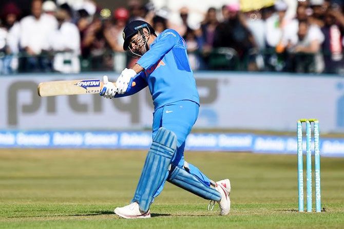 India's MS Dhoni in action during the match against Ireland