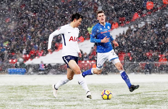 Tottenham's Son Heung-min scores their fifth goal