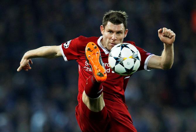 Liverpool's James Milner in action