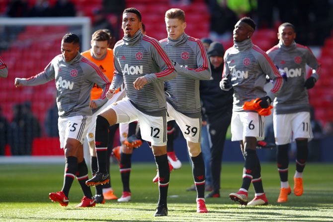 Manchester United players at training