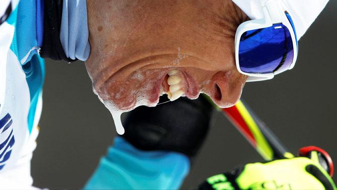 Germany's Andrea Eskau competes in the Ladies' 12 KM Sitting Cross-Country Skiing