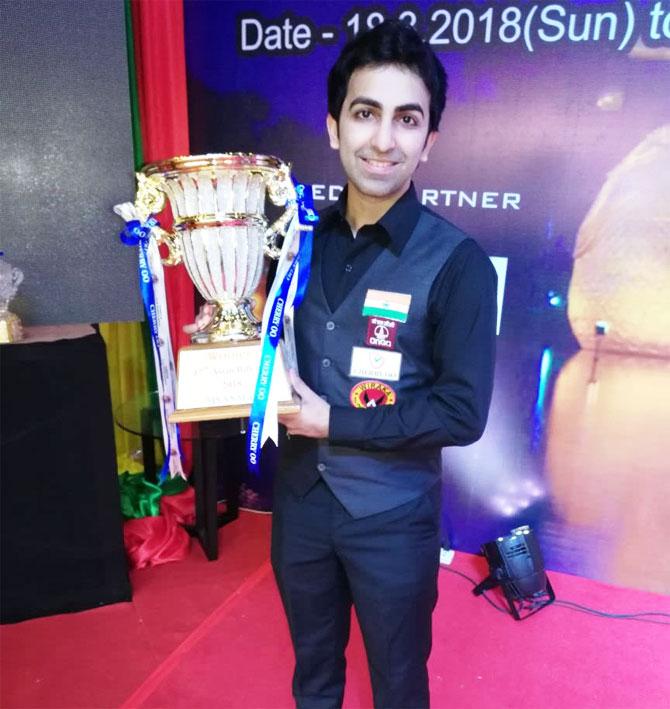 Pankaj Advani with the Asian Billiards Championships on Saturday