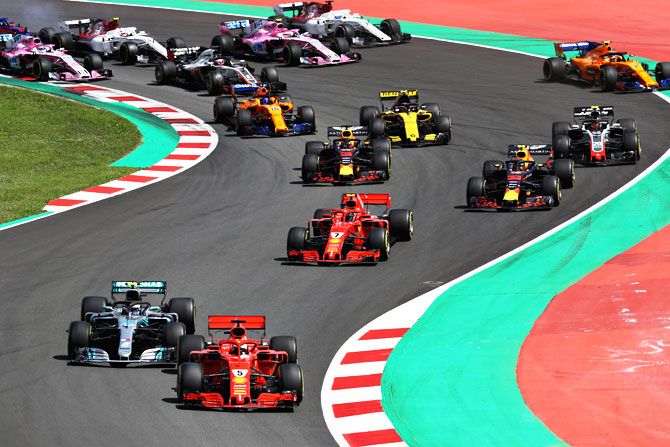 Action from the Spanish Formula One GP on Sunday