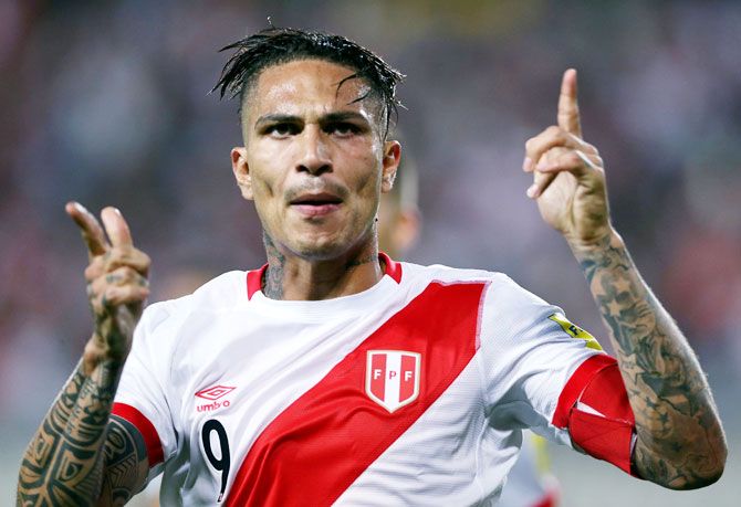Peru's Paolo Guerrero celebrates after scoring