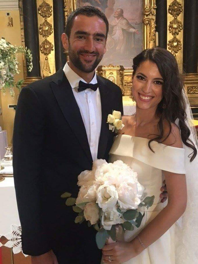 Marin Cilic and his wife Kristina Milkovic after their wedding ceremony