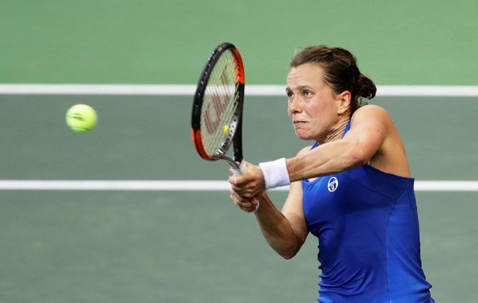 Czech Republic's Barbora Strycova in action during her match against USA's Sofia Kenin