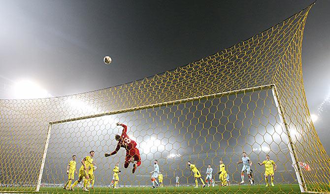 A scene from the Borisov versus Chelsea Europa League game at the Borisov Arena, Barysaw, Belarus, November 8, 2018. Photograph: Vasily Fedosenko/Reuters