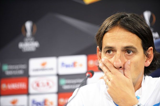 SS Lazio head coach Simone Inzaghi gestures