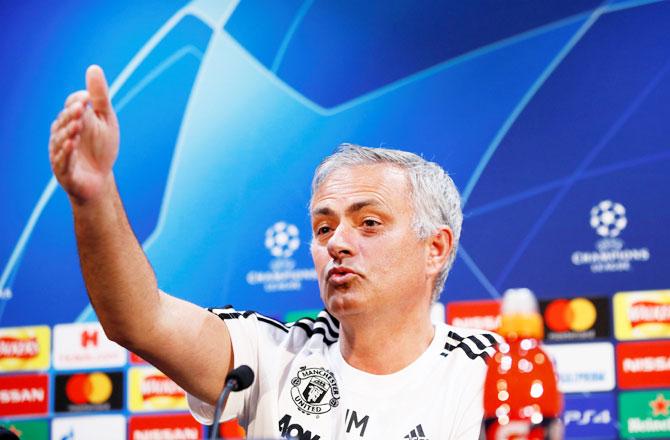 Manchester United manager Jose Mourinho during the press conference at Old Trafford in Manchester on Monday