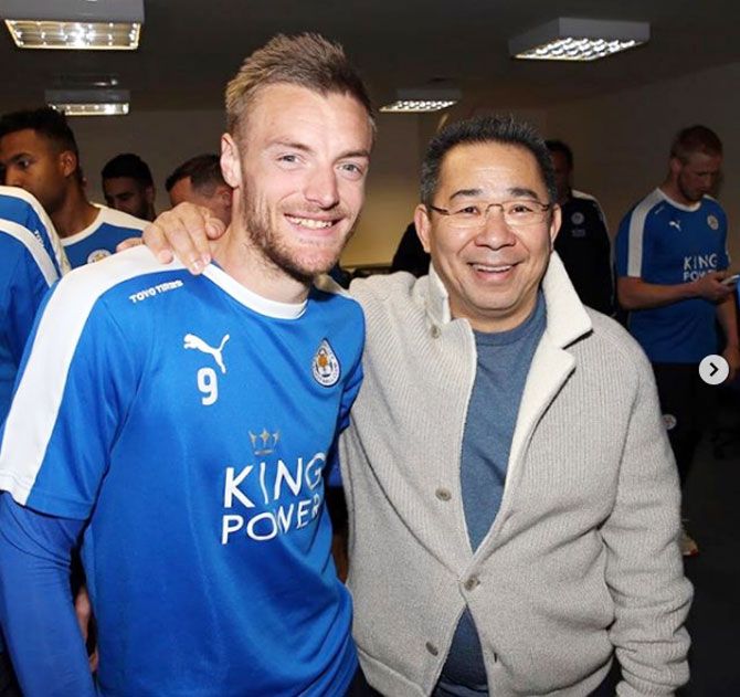 Jamie Vardy posted this picture of him with Vichai Srivaddhanaprabha on his Instagram page