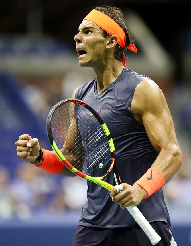 Rafael Nadal gees himself on