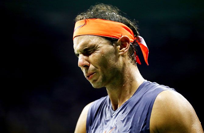 Rafael Nadal makes a face 