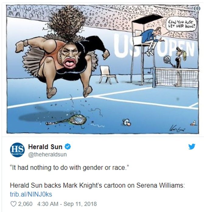 Serena cartoon row: After global furore, here's what Australian newspaper  does... - Rediff Sports