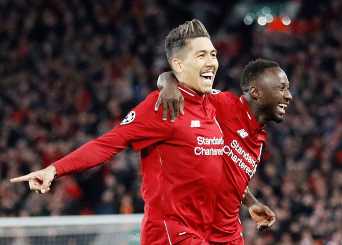 Liverpool's Naby Keita and Roberto Firmino scored in the Champions League match against Porto on Tuesday