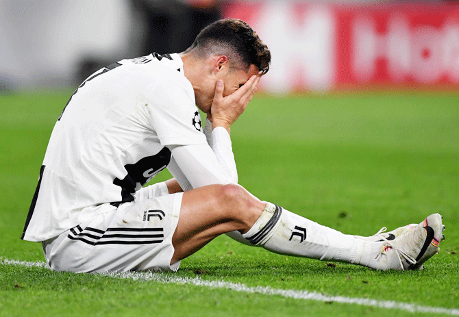 Juventus' Cristiano Ronaldo cuts a frustrated figure during his match against Ajax