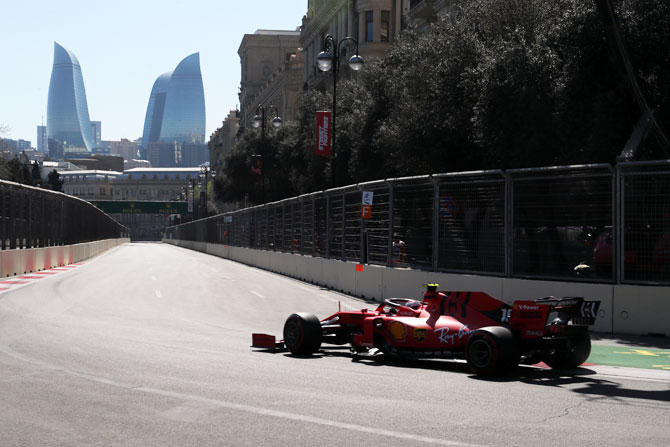 Ferrari's Charles Leclerc in action 