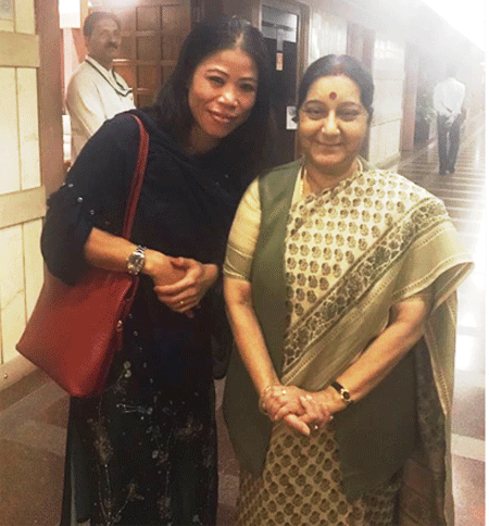 Many Kom and Sushma Swaraj