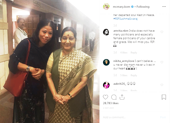 MC Mary Kom and Sushma Swaraj