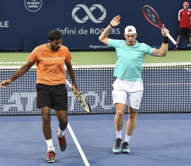 India's Rohan Bopanna and Denis Shapovalov of Canada. 