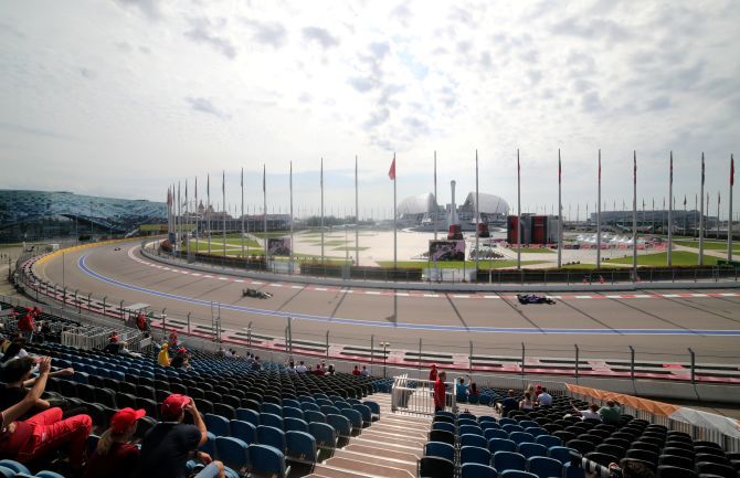 A practice session at the Russian Grand Prix at the Sochi Autodrom in Sochi, Russia, on September 27, 2019