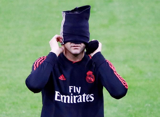 Real Madrid coach Santiago Solari during a training session at the Johan Cruijff Arena in Amsterdam on Tuesday, February 12