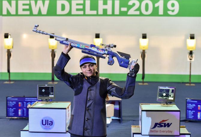 Apurvi Chandela shot an astonishing 252.9 in the eight-women final, finishing 1.1 points ahead of silver medallist China&rsquo;s Ruozhu Zhao (251.8 points)