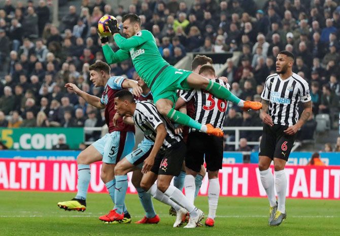 Newcastle United's Martin Dubravka in action during the match against Burnley at St James' Park