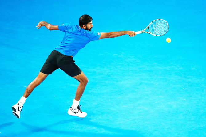 India's Rohan Bopanna and teammate Divij Sharan crashed out in the first round of the Australian Open men's doubles tournament on Wednesday