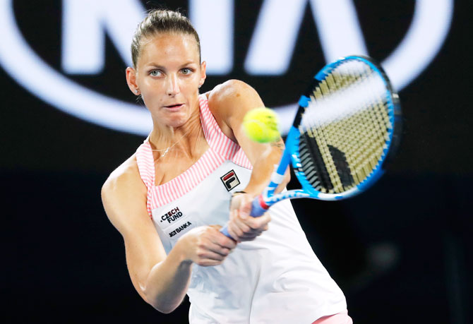 Czech Republic's Karolina Pliskova in action during her semi-final against Japan's Naomi Osaka