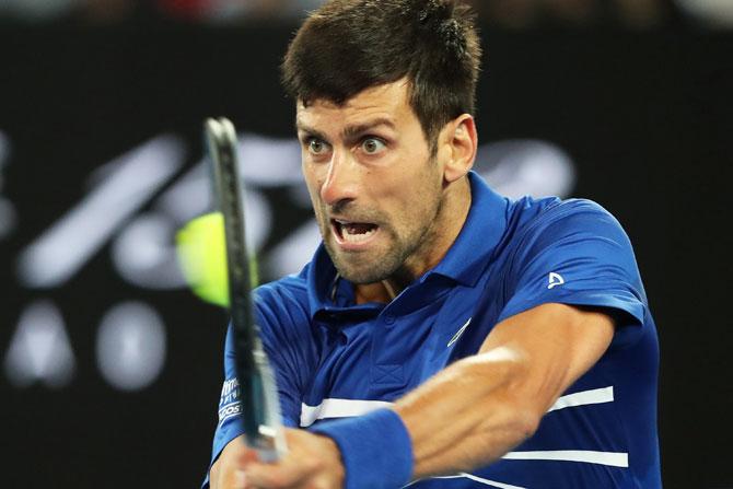 Novak Djokovic in action during the final against Spain's Rafael Nadal