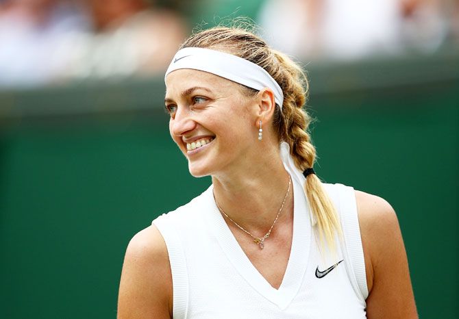 Czech Republic's Petra Kvitova is all smiles after winning her third round match against Poland's Magda Linette