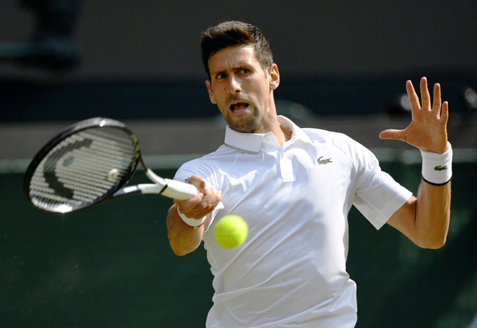 Serbia's Novak Djokovic in action during his fourth round match against France's Ugo Humbert 