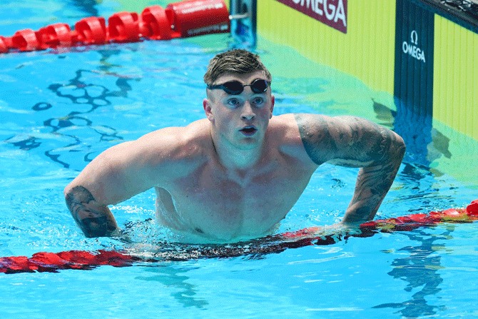 Britain's Olympic breaststroke champion Adam Peaty