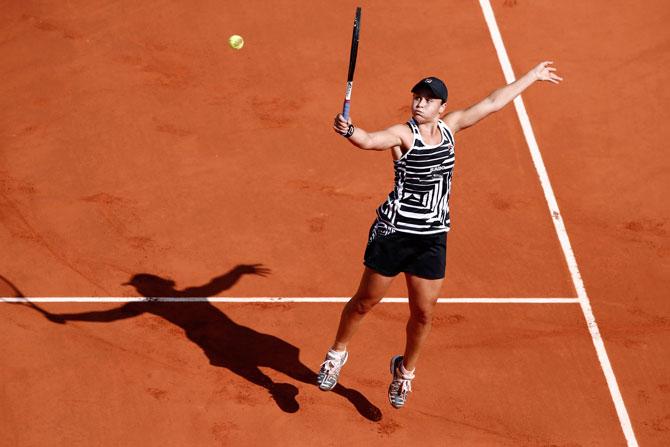 Ashleigh Barty in action during her final against Marketa Vondrousova