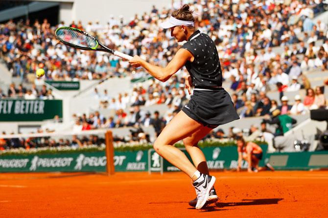 The Czech Republic's Marketa Vondrousova in action during her final against Australia's Ashleigh Barty