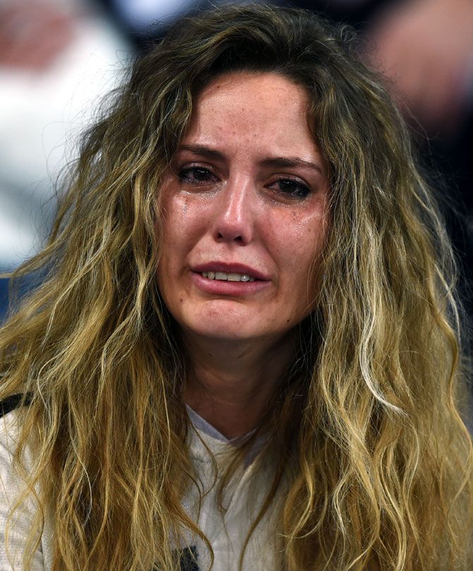 A dejected Real Madrid fan in tears after the match against Ajax Amsterdam on Tuesday, March 5