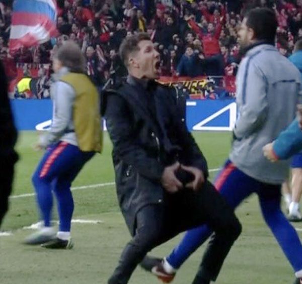 A screen grab of Diego Simeone's now infamous goal celebration