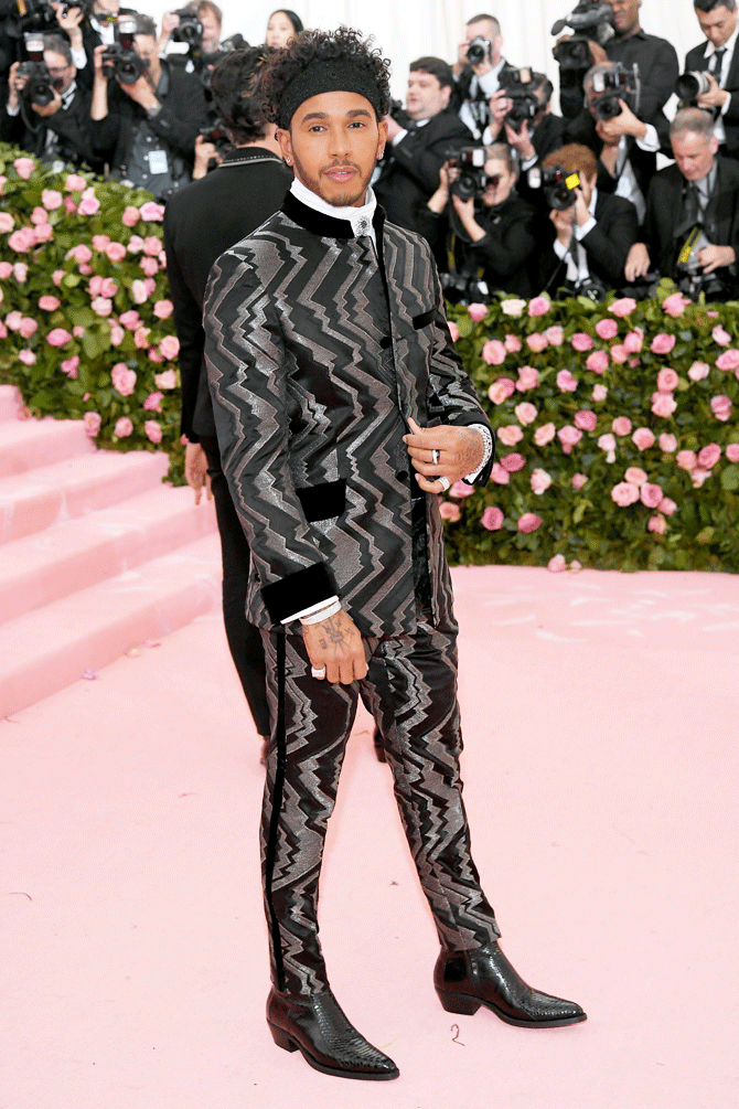 Lewis Hamilton at the Met Gala in New York on Monday