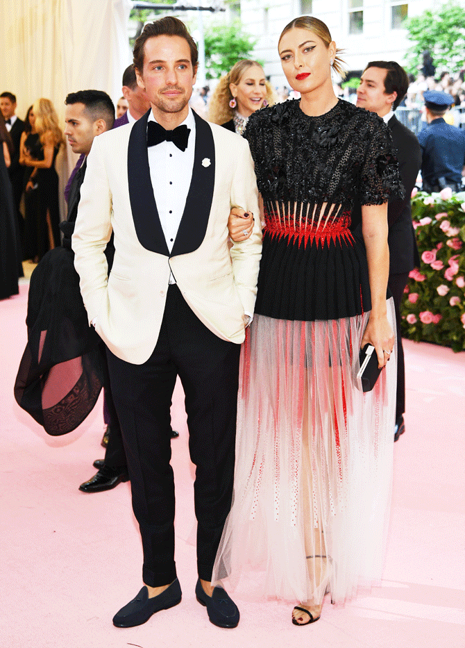 Alexander Gilkes and Maria Sharapova attend The 2019 Met Gala Celebrating Camp: Notes on Fashion at Metropolitan Museum of Art in New York City on Monday