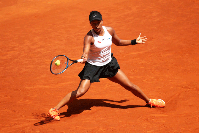 Japan's Naomi Osaka in action during her match against Spain's Sara Sorribes Tormo on Tuesday