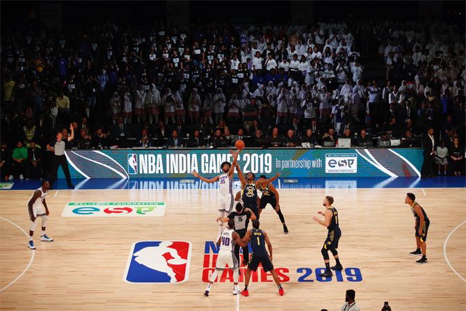 The match between Indiana Pacers and Sacramento Kings is tipped off at the NSCI Dome in Mumbai on Friday