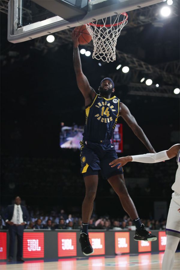 Ja Karr Sampson of the Indiana Pacers scores a basket