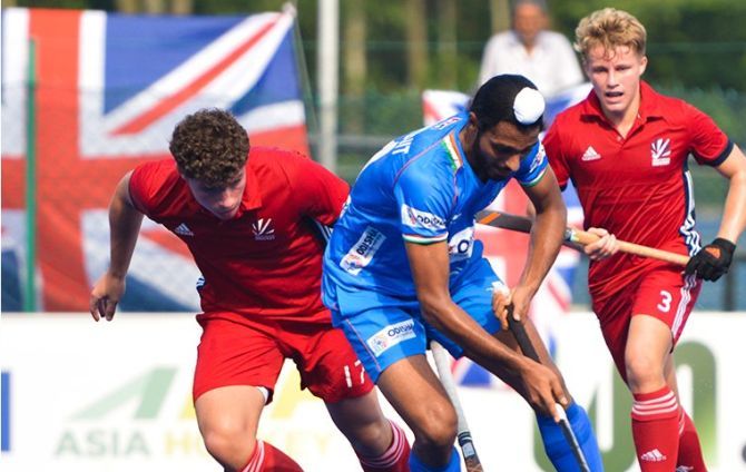 Action from the Sultan of Johor Cup final between India and Great Britain on Saturday