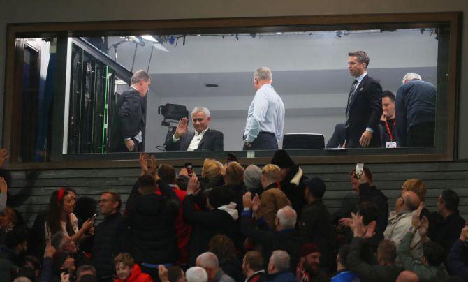 Former Manchester United manager Jose Mourinho at Old Trafford during the match between Manchester United and Liverpool FC