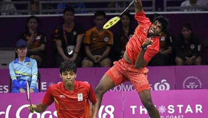 Satwiksairaj Rankireddy and Chirag Shetty in action against the world No 8 Danish pair of Kim Astrup and Anders Skaarup Rasmussen at the French Open on Friday.