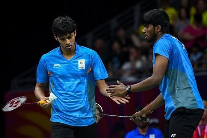 Chirag Shetty, left, and Satwiksairaj Rankireddy strutted into the pre-quarterfinals of the French Open