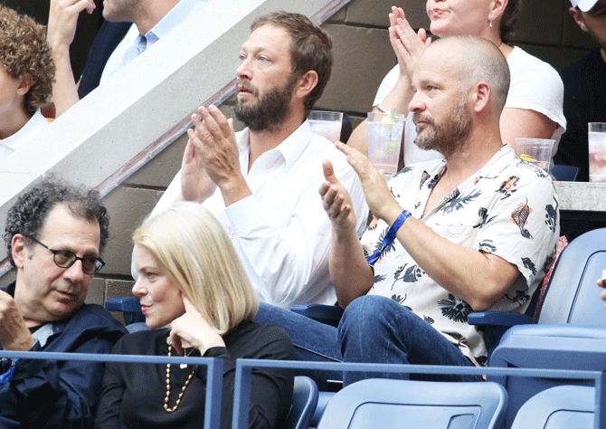 Actors Ebon Moss-Bachrach and Peter Sarsgaard cheered the players on